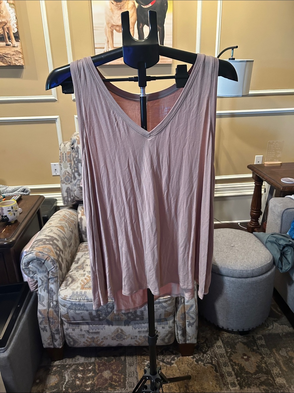 Time and Tru Sleeveless V-Neck Tank Top - Dusty Rose